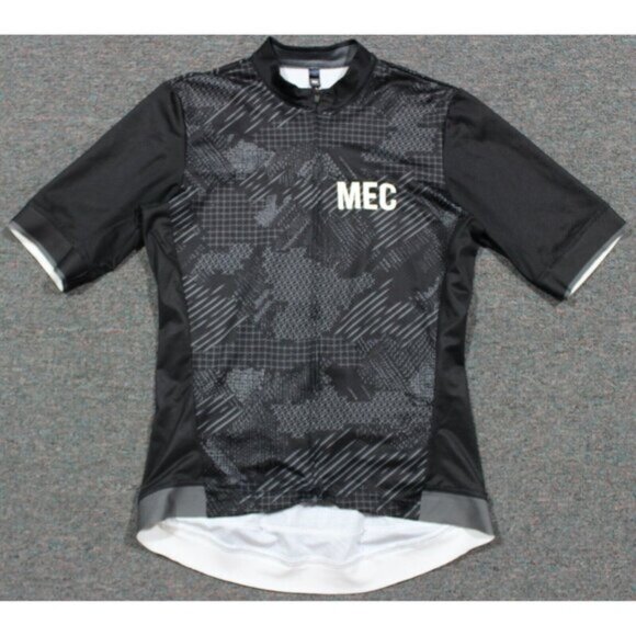 MEC Mountain Equipment CO-OP Cycling Full Zip Jersey Womens Medium Black Gray - Picture 1 of 4